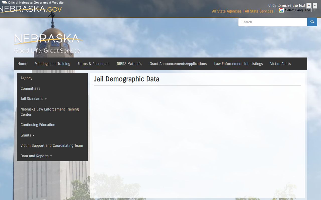 Pawnee County inmate population Nebraska jail demographic dashboard