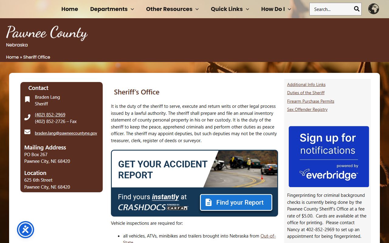 Pawnee County Jail inmate lookup sheriff office