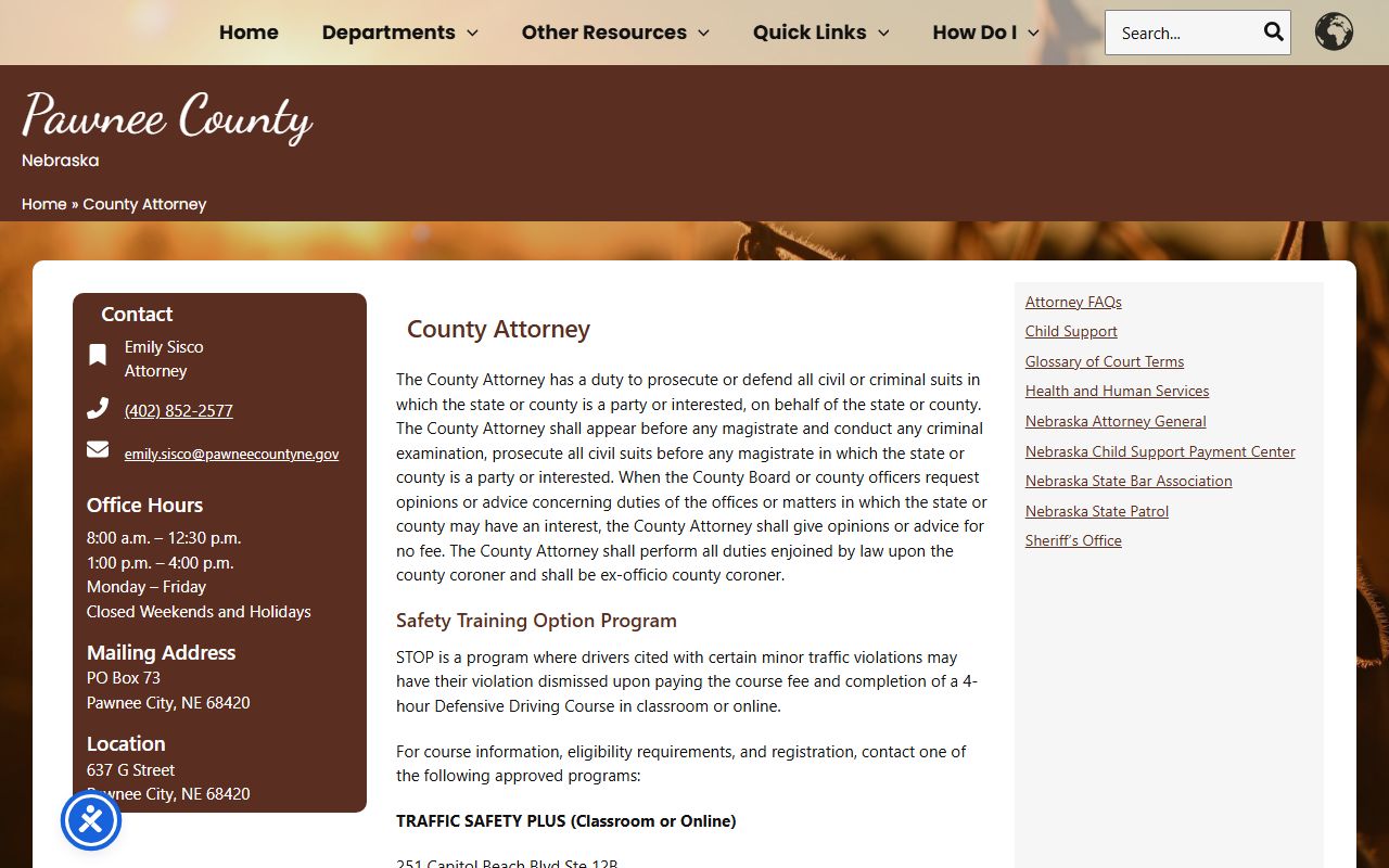 Pawnee County court records after arrest county attorney