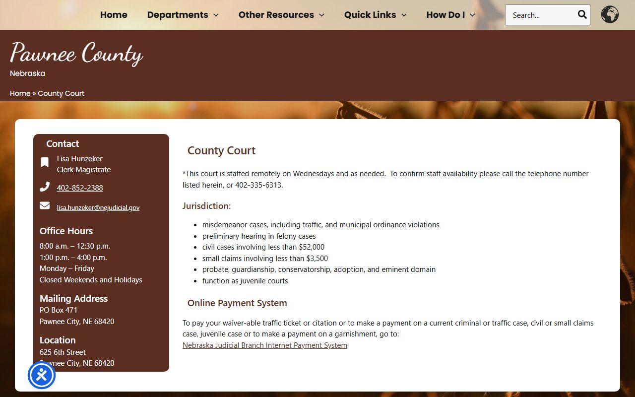 Pawnee County court records after jail arrest court contact